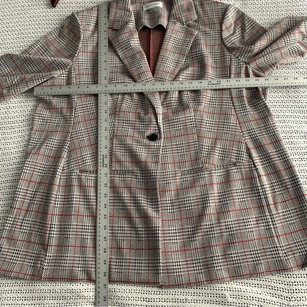 Calvin Klein 2X Plaid Single Button Blazer Preppy Career Old Money Houndstooth - Picture 12 of 16